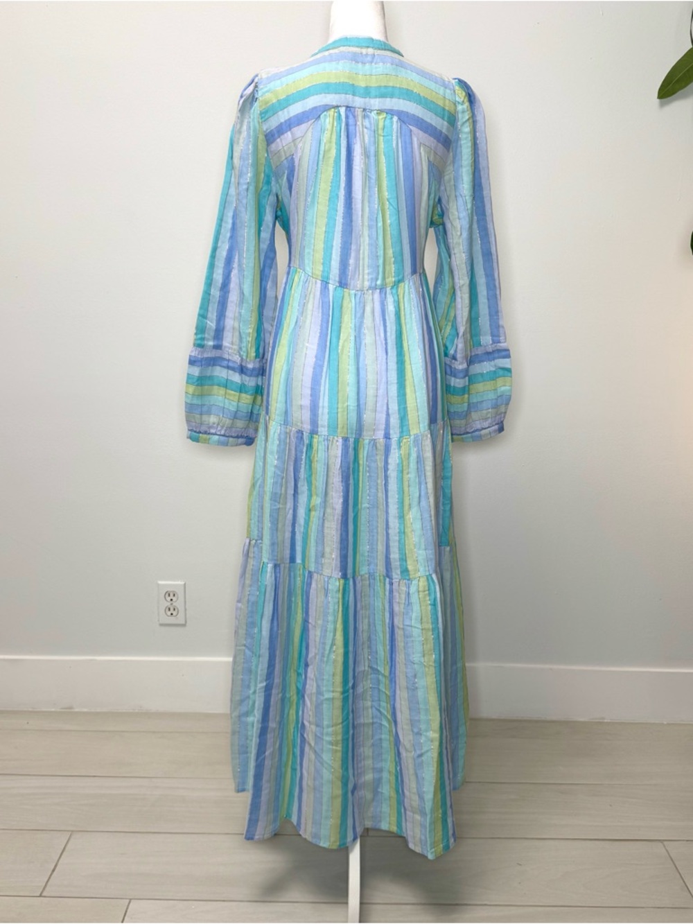 Anthropologie Coastal Boho Celandine Blue Sea Stripe Maxi Dress NWT S Flowy - Picture 8 of 11